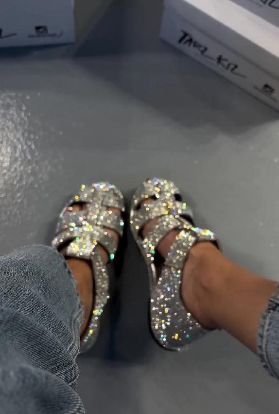 sequined casual sandals