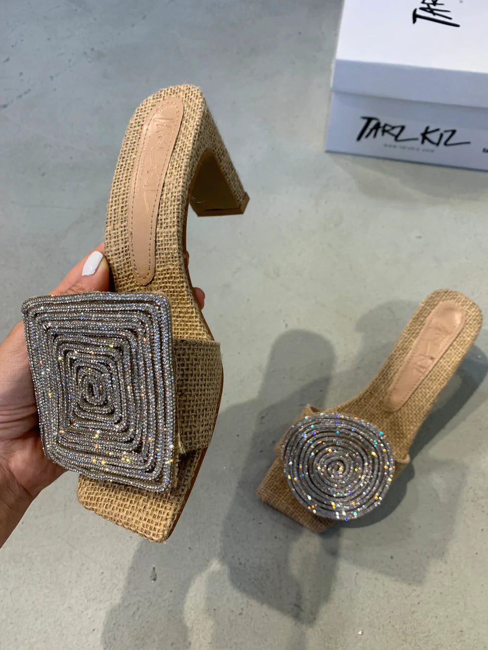 Square Round Low Heel Sandals