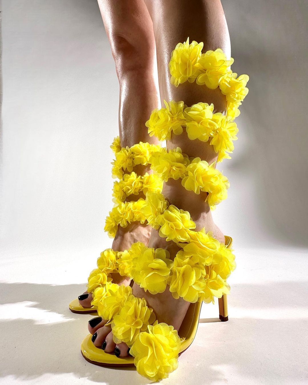 yellow flower high heels