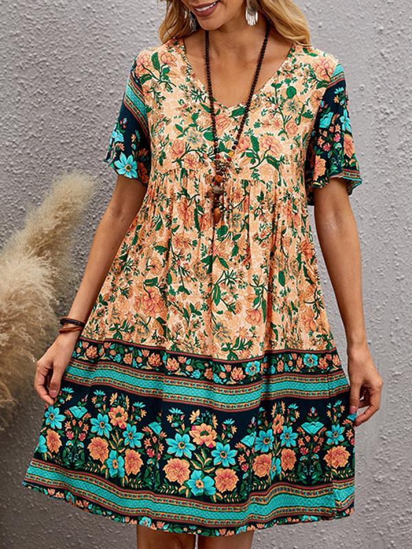 Summer Casual Printed Loose Chiffon Dress