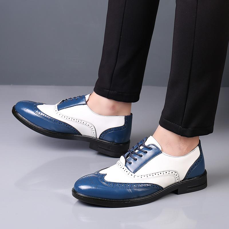 Brock carved color matching business format leather shoes