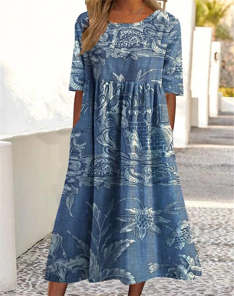 Loose skirt round neck dress