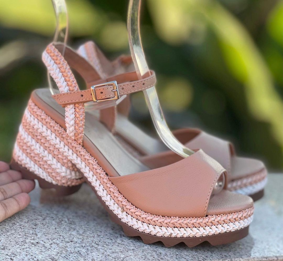 High Heel Pink Rope Sandals