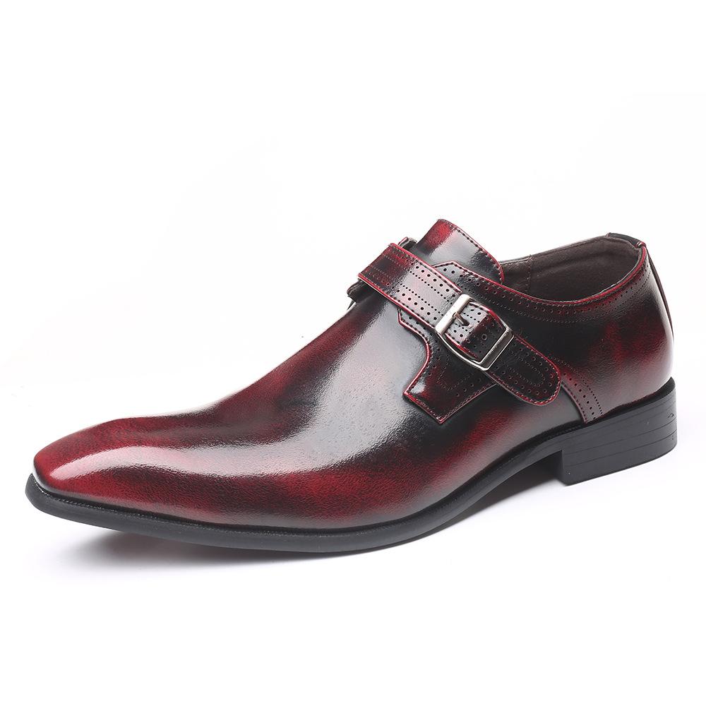 Pointed British men's leather shoes