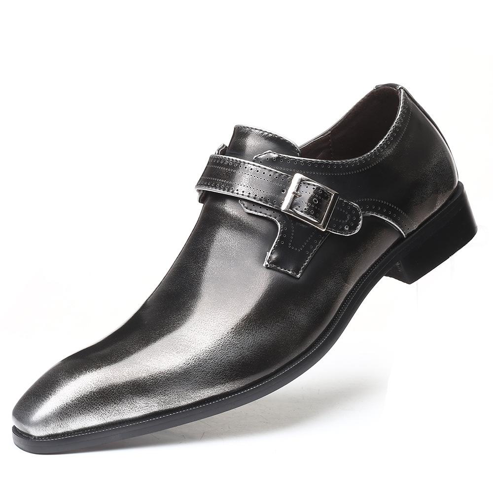 Pointed British men's leather shoes