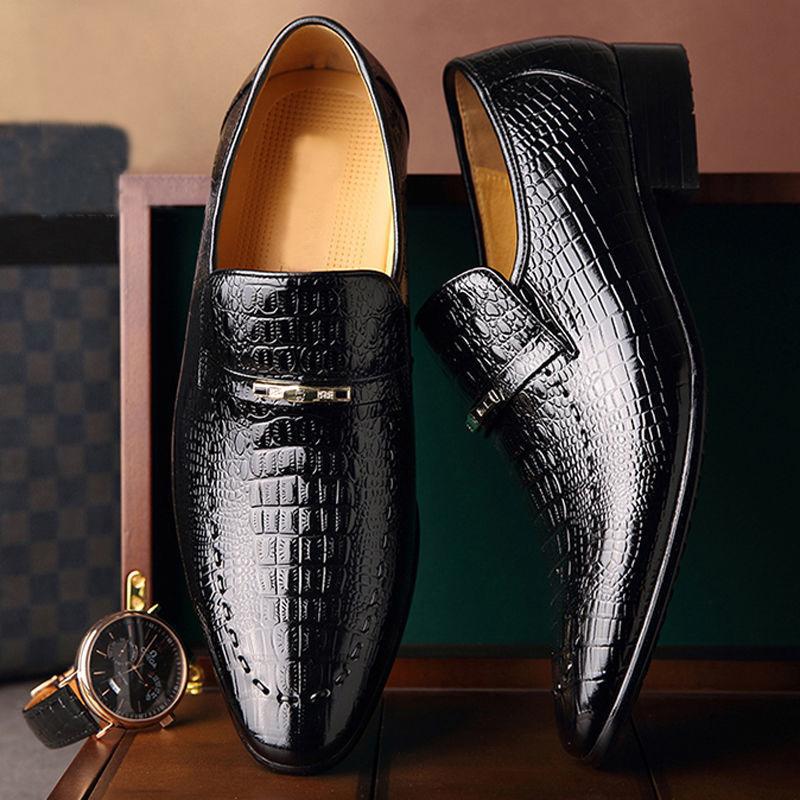 Crocodile pattern low top men's casual shoes