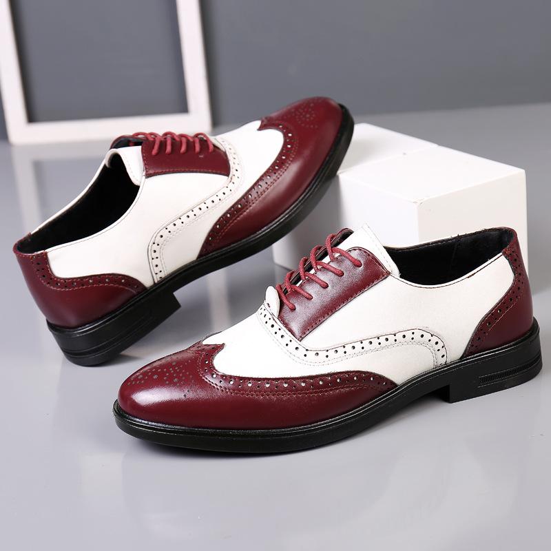 Brock carved color matching business format leather shoes