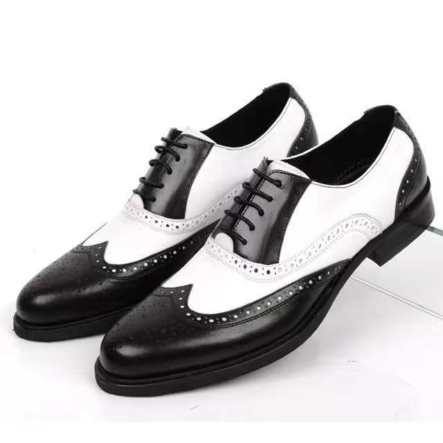 Brock carved color matching business format leather shoes