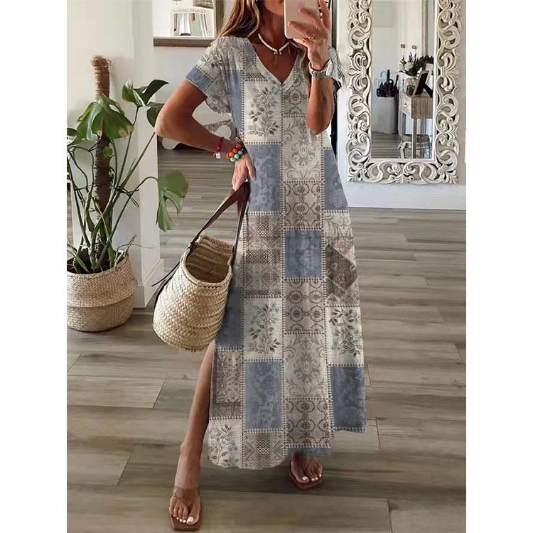 Loose Casual Printed Short Sleeve Dress