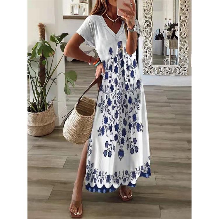 Loose Casual Printed Short Sleeve Dress