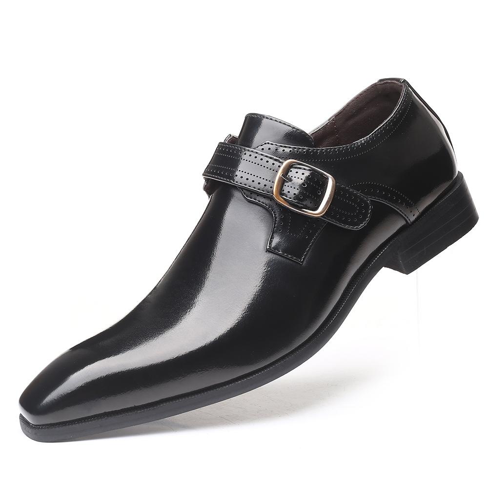 Pointed British men's leather shoes
