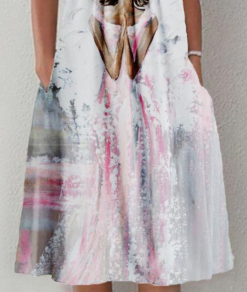Elegant Angel Abstract Good Luck Guardian Angel Print Dress