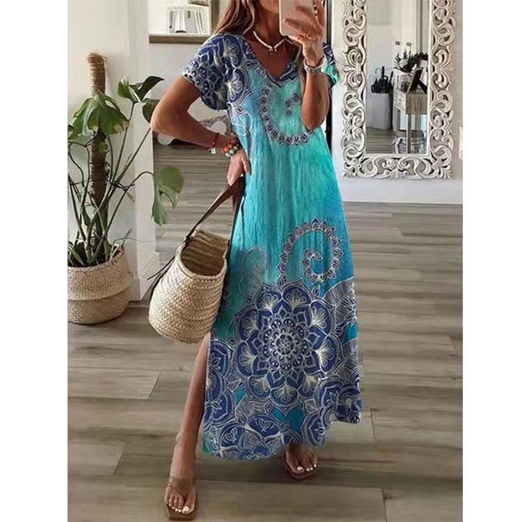 Loose Casual Printed Short Sleeve Dress