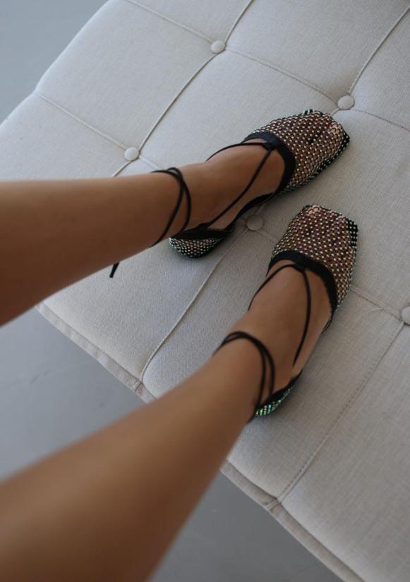 mesh and sequined diamond sandals