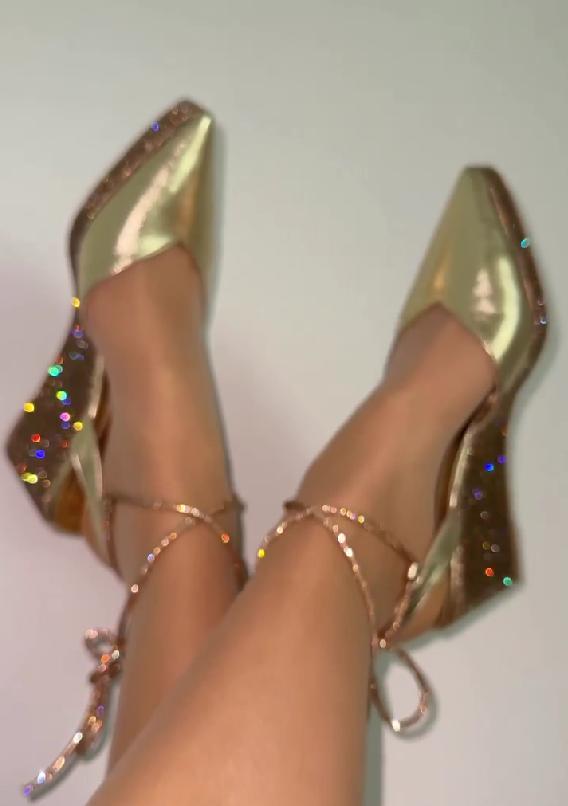 High-heel strappy glitter sandals