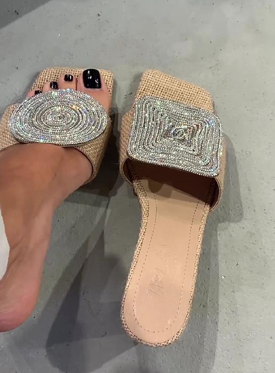Square Round Low Heel Sandals