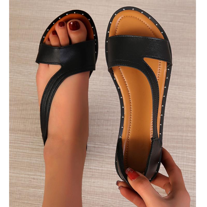 (Big Sale💥)Fish-mouth Rivet Open Toe Flat orthopedic Sandals(Buy 2 Get Free Shipping✔️)