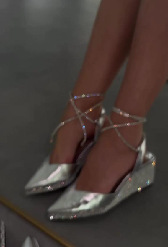 High-heel strappy glitter sandals