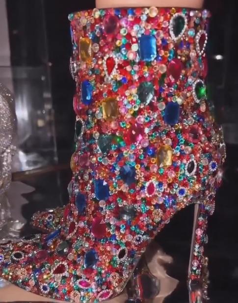 Multicolored Diamond Mid Boots