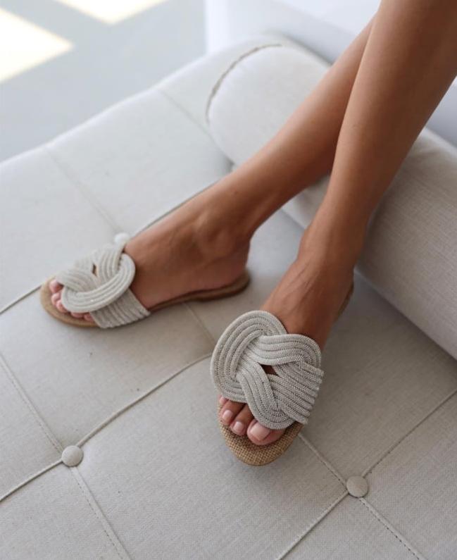 Knot Glitter Gold Silver Sole Sandals