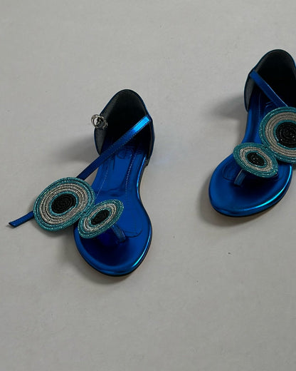 Peacock sequined sandals