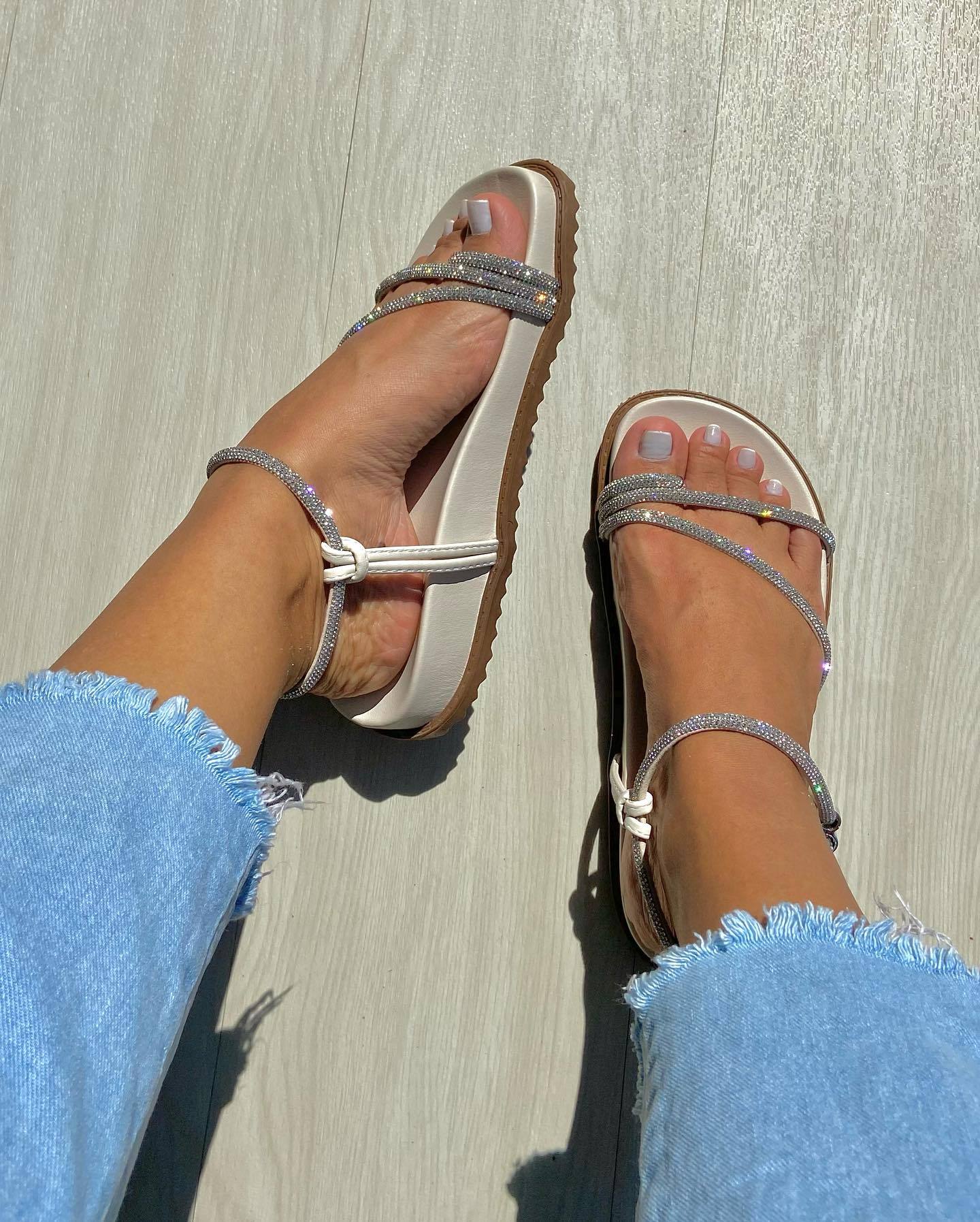 Silver sequin strap sandals