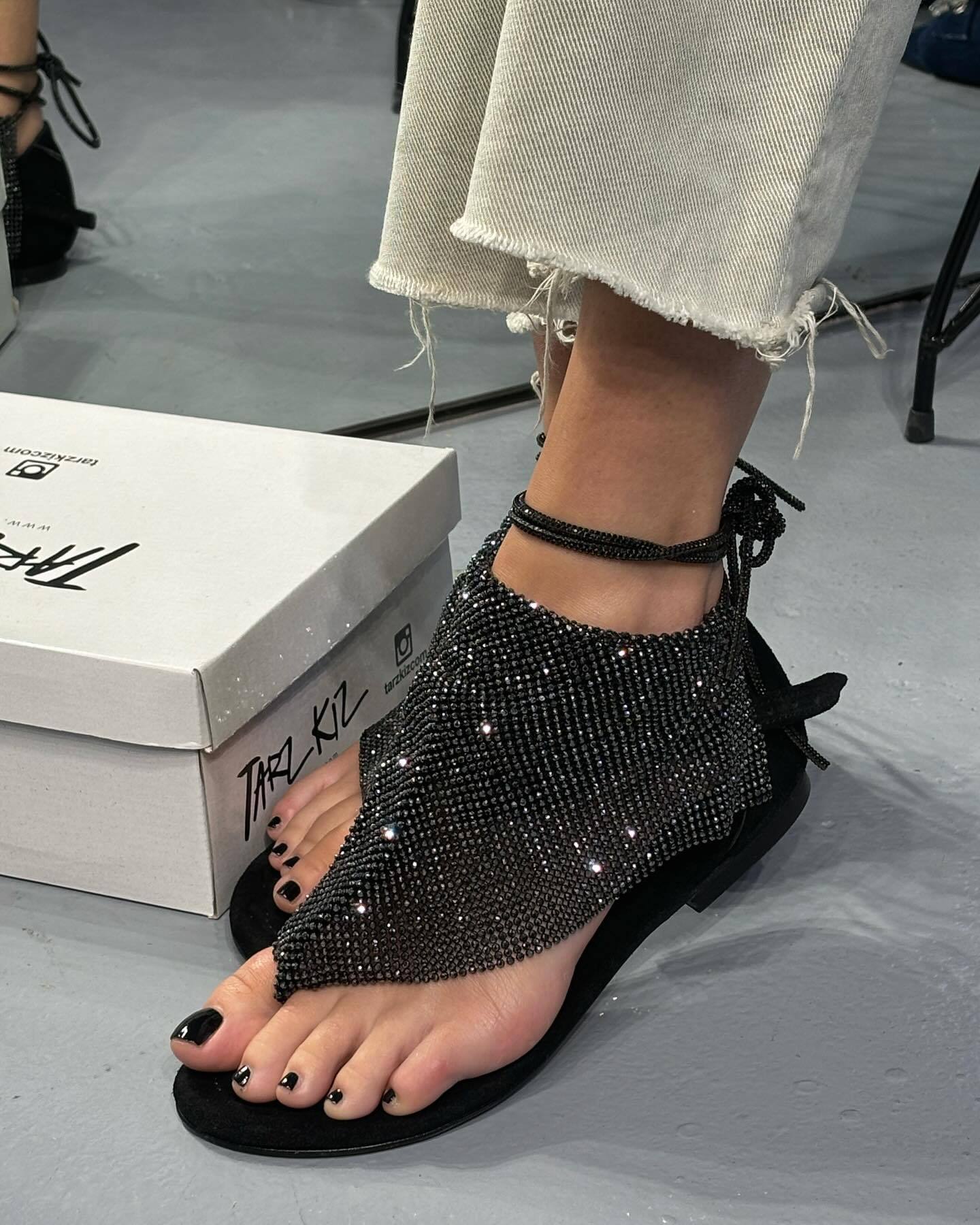 Dubai black sequin sparkling sandals