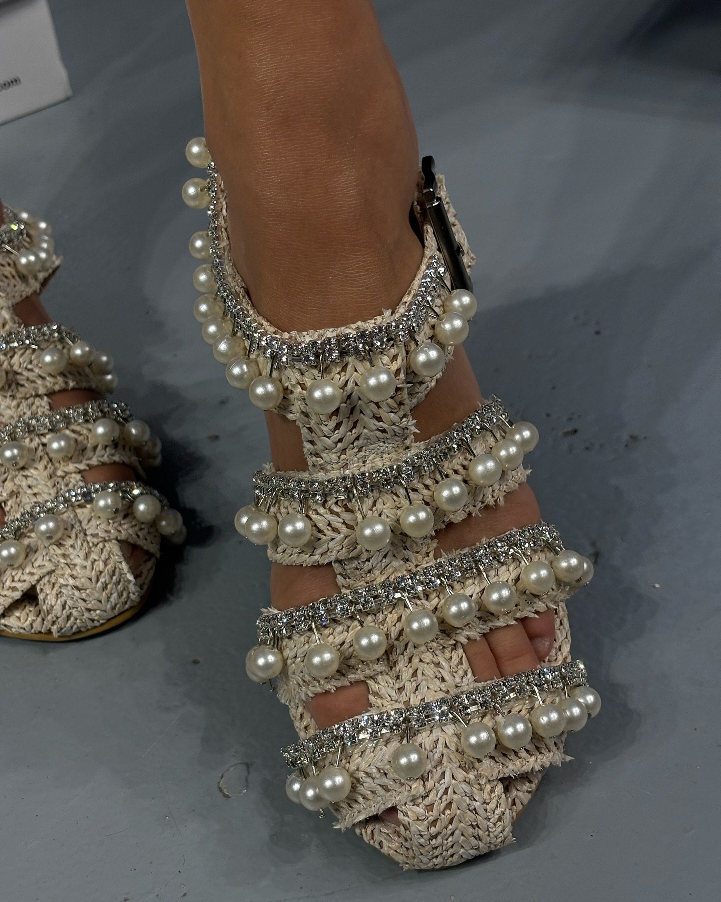 Pearl embroidered sandals