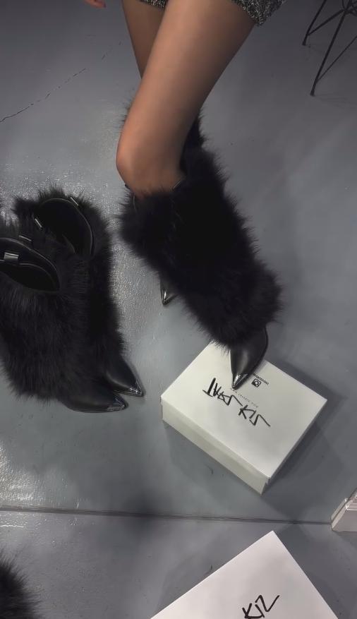 Plush black boots