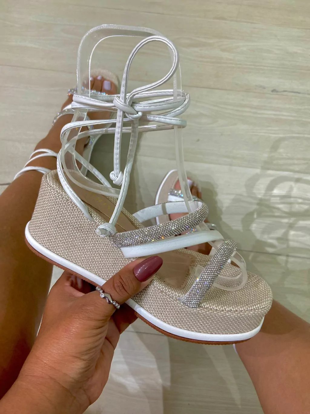 Casual sequined leather strappy sandals