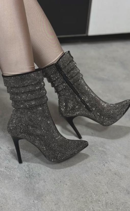 Sequined diamond high heel boots