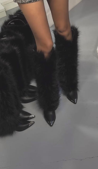 Plush black boots