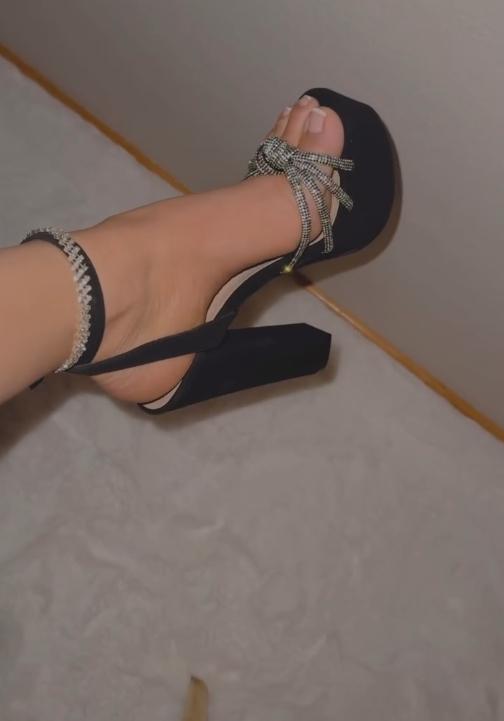 Black sequined strappy high heels