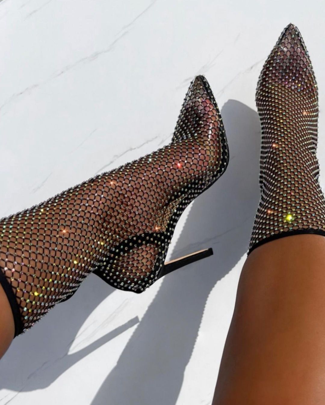 Mid-cut black sequin fashion high-heeled boots