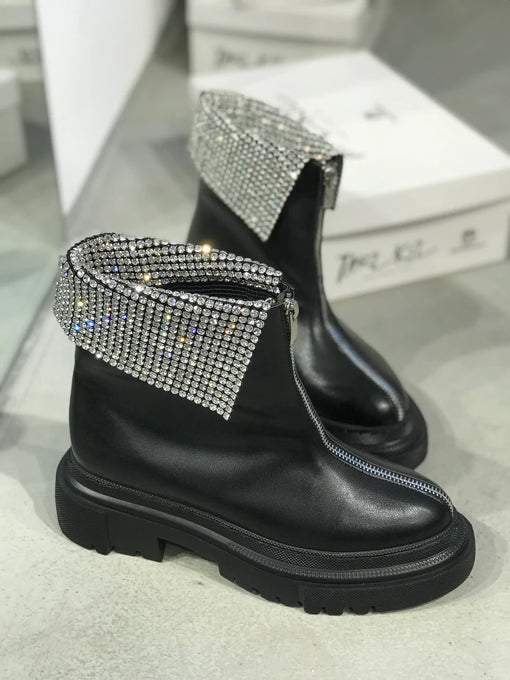 sequined zip boots