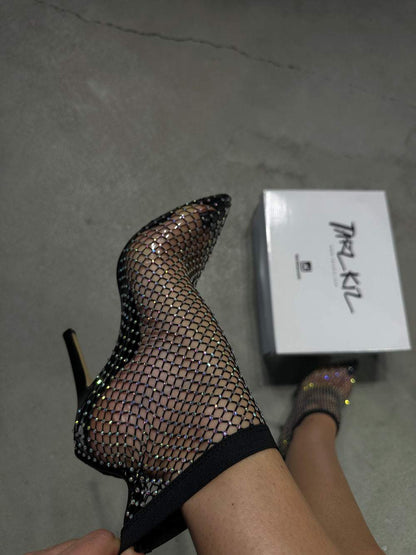 Breathable Mesh Mid-Cut High Heels