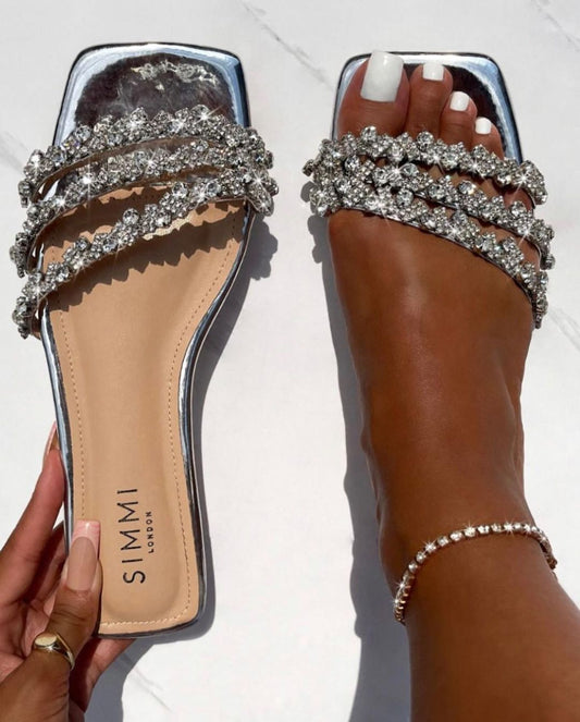 diamond ring flat sandals