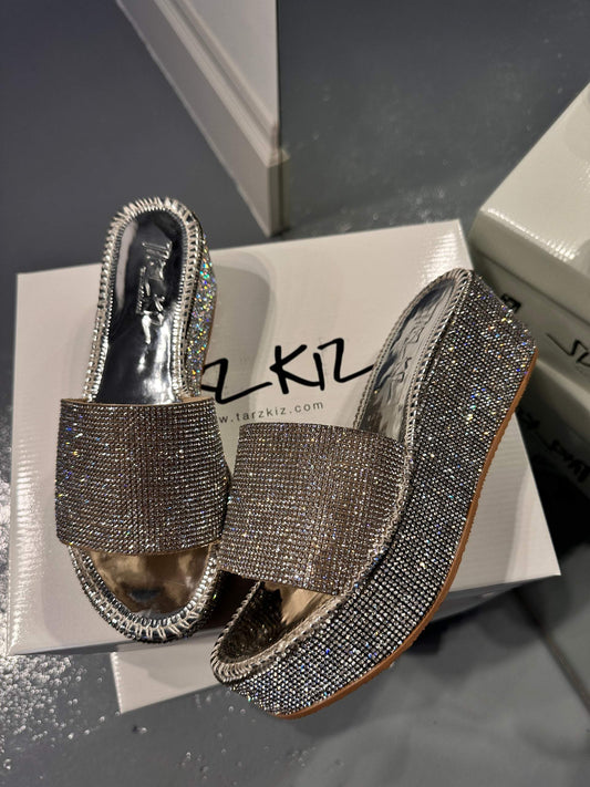 Silver Sequin Sandals