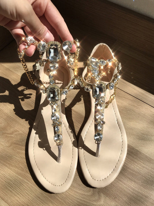 gem diamond strappy sandals