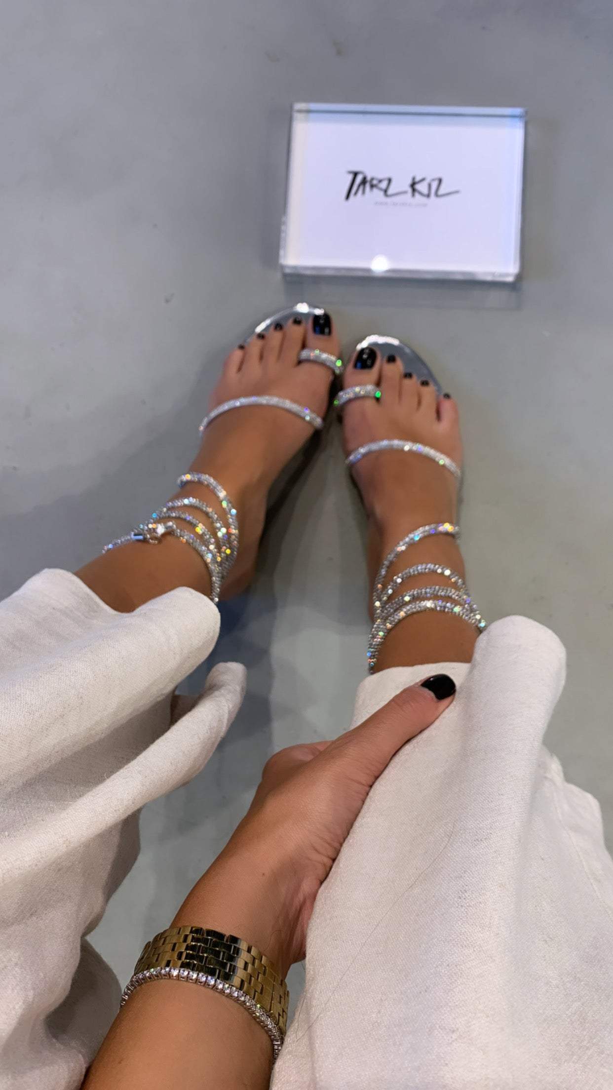 Beach Casual Silver Sequin Strap Sandals