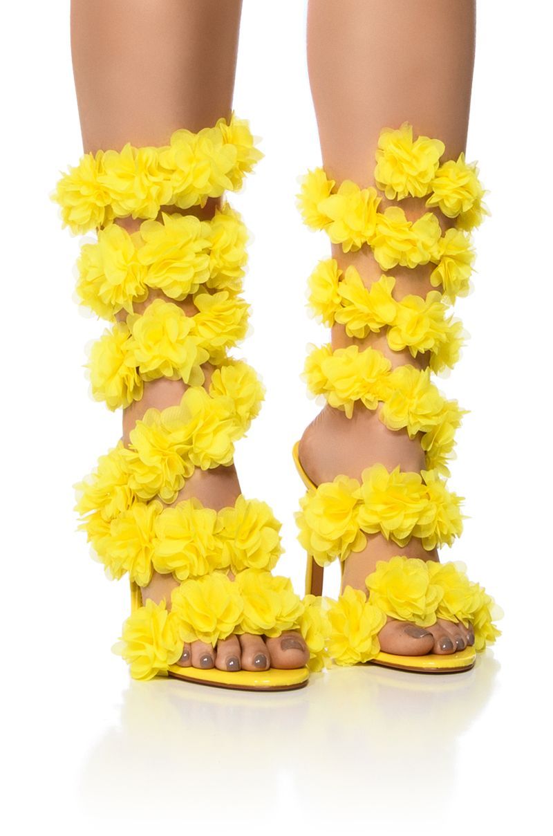 yellow flower high heels