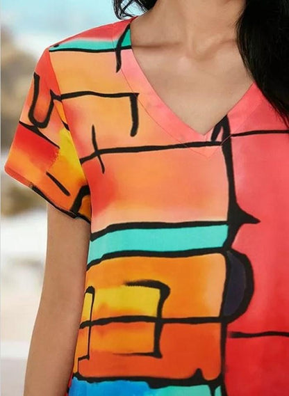 Groovy Print Multicolor Mini Dress