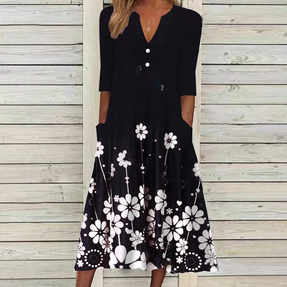 Cool Black Side Pocket Midi Dress