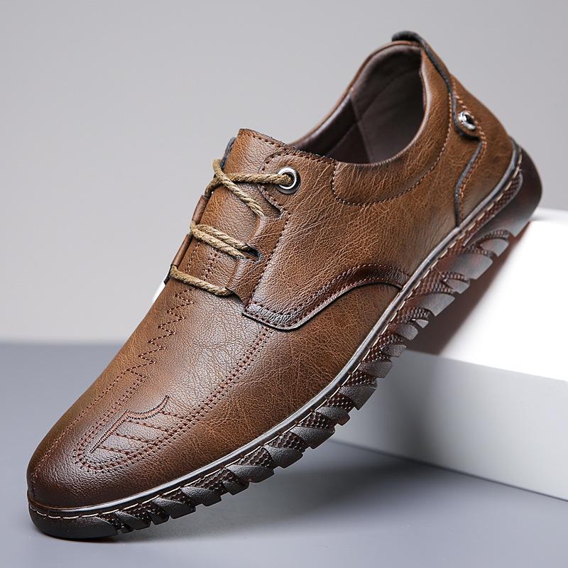 Men Leather Flats Shoes Moccasins