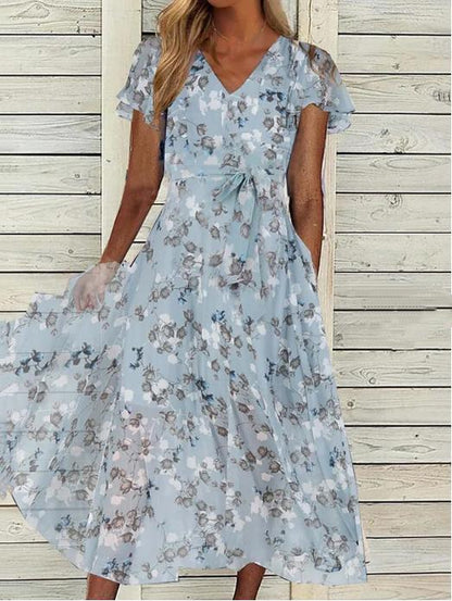 Casual Chiffon Floral Printed Dresses