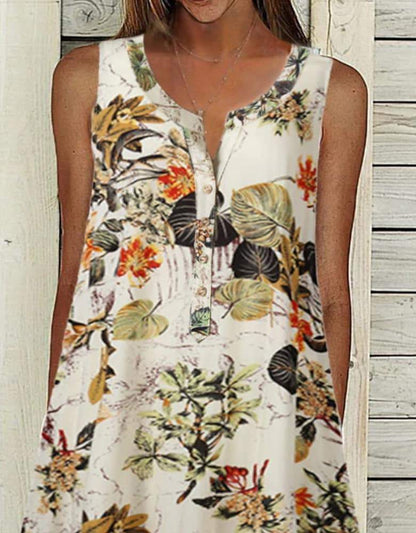 Floral Print Ruched Print Summer V Neck Casual Dress