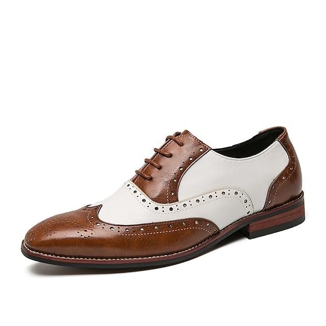 Men's Oxfords Brogue Dress Shoes British Style Plaid Shoes