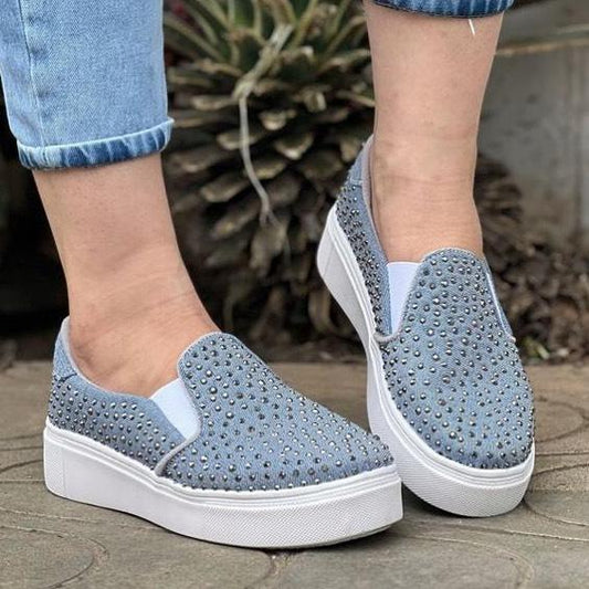 Denim glitter diamond canvas shoes