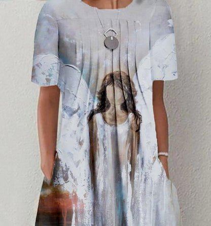 Elegant Angel Abstract Guardian Angel Inspirational Print Dress