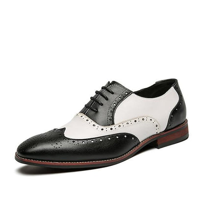 Men's Oxfords Brogue Dress Shoes British Style Plaid Shoes